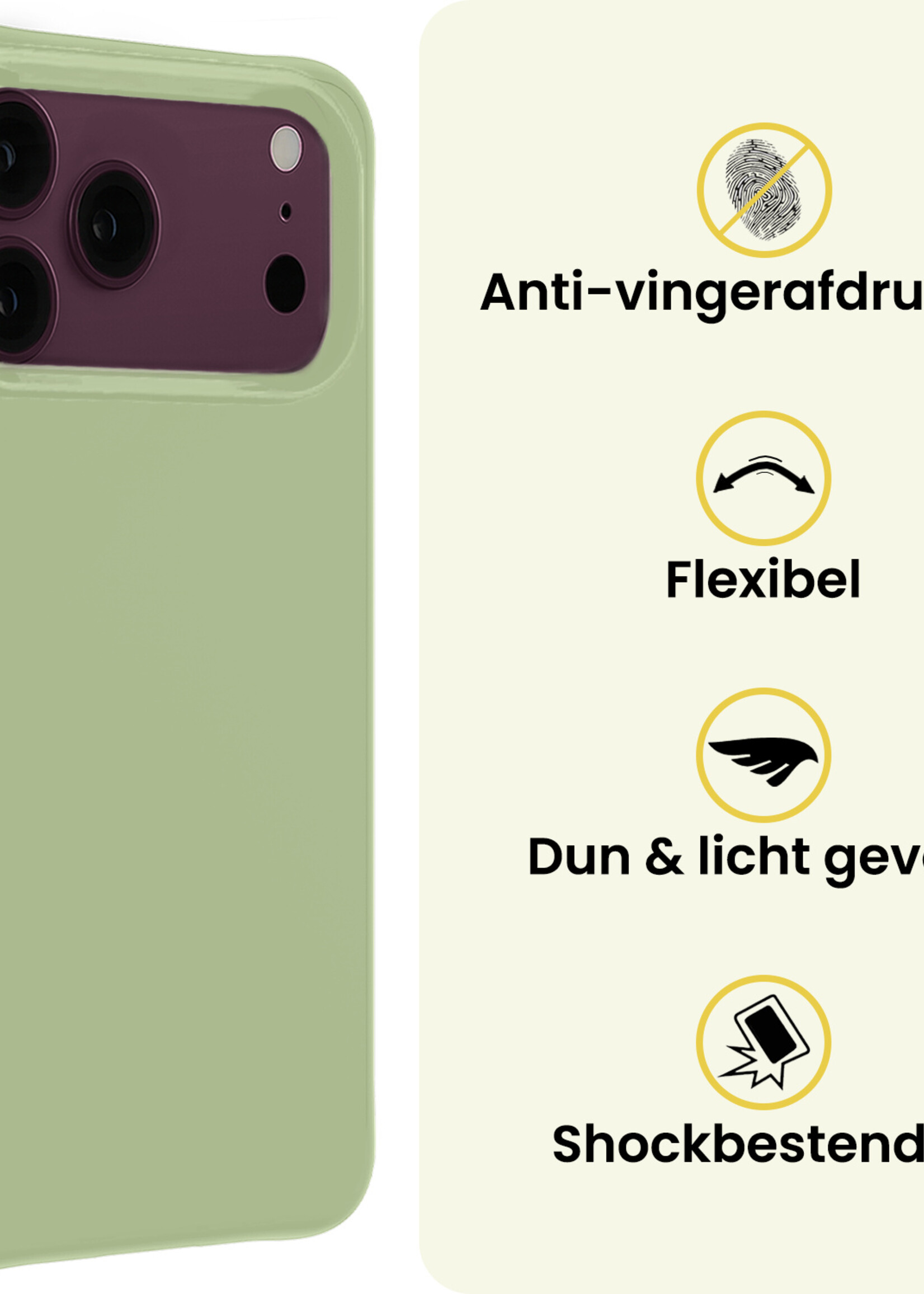 LUQ LUQ iPhone 18 Pro Hoesje Siliconen Met 2x Screenprotector Met Dichte Notch - Groen