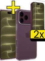 LUQ LUQ iPhone 18 Pro Hoesje Siliconen Met 2x Screenprotector Met Dichte Notch - Transparant