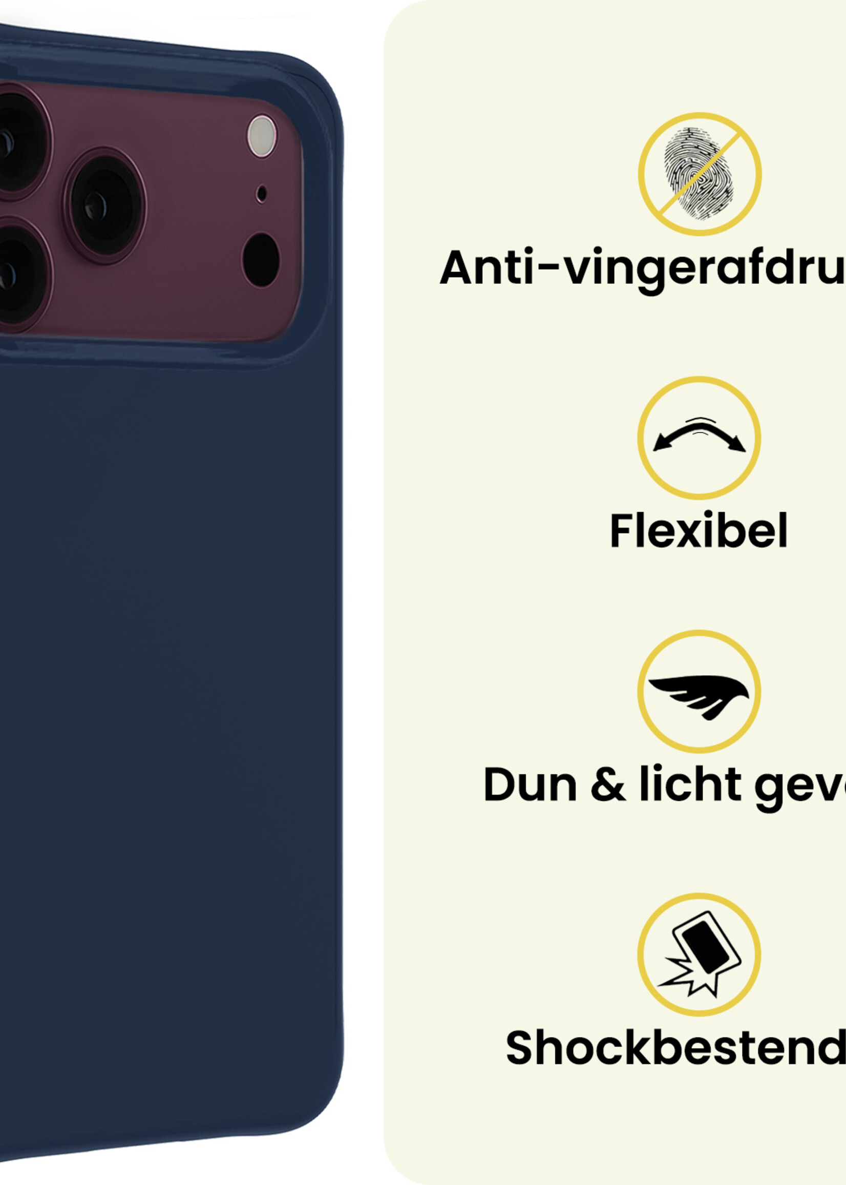 LUQ LUQ iPhone 18 Pro Max Hoesje Siliconen - Donkerblauw