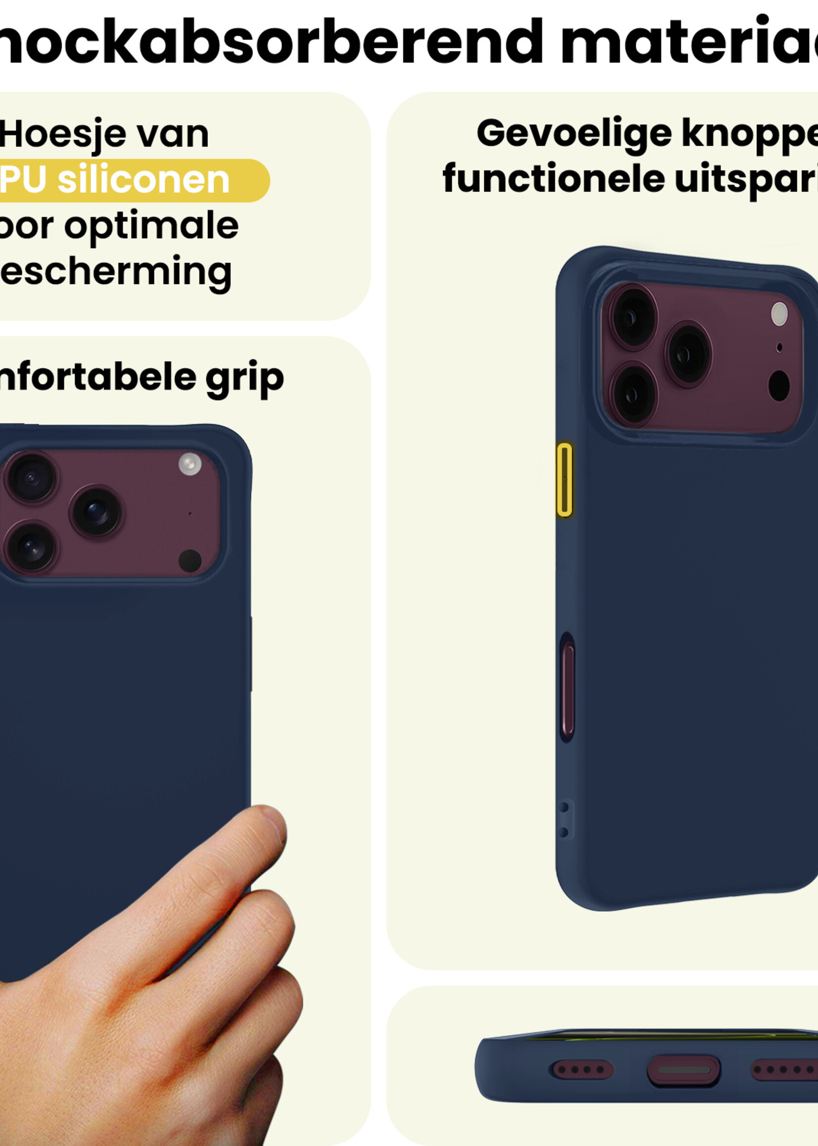LUQ LUQ iPhone 18 Pro Max Hoesje Siliconen - Donkerblauw