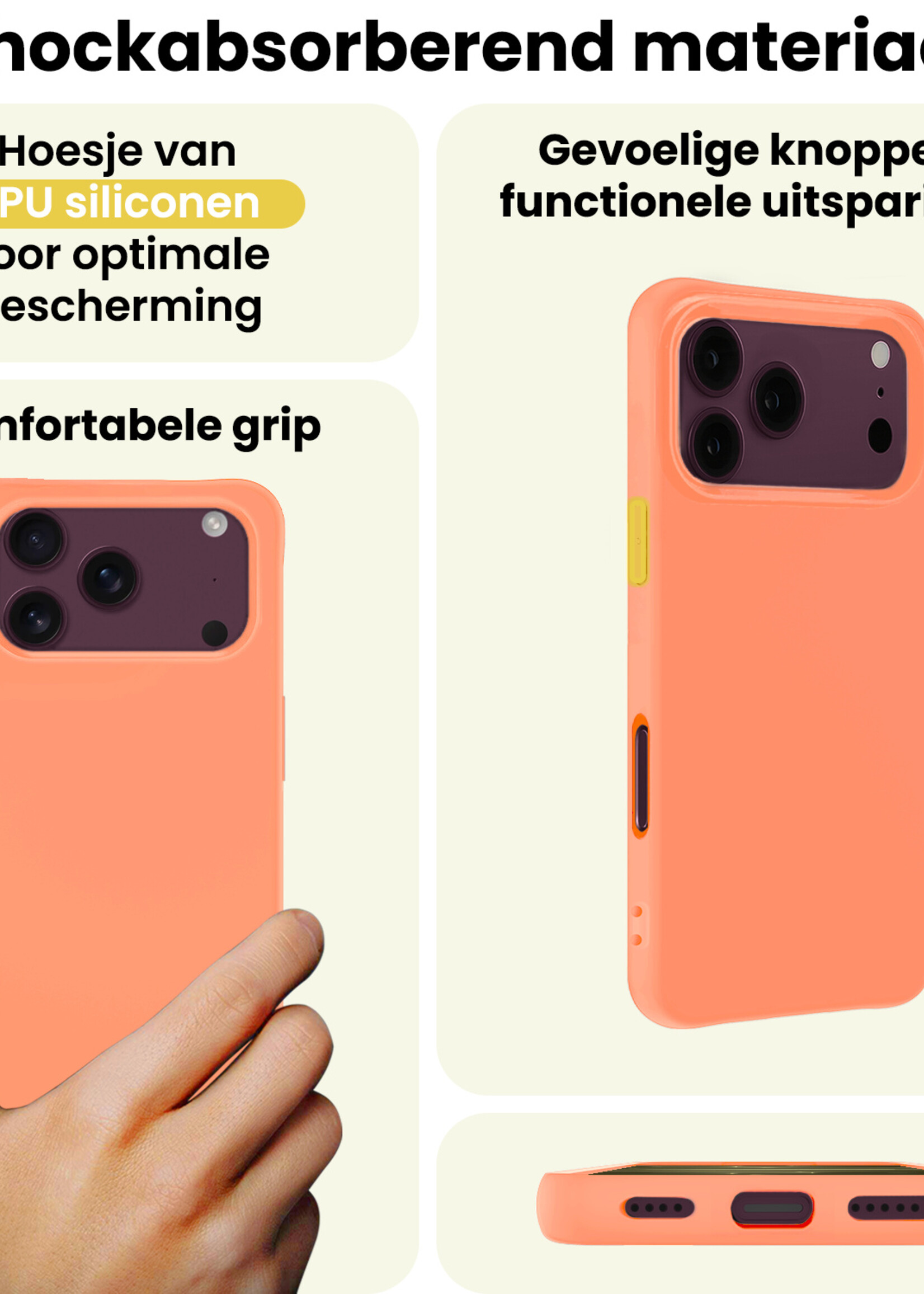 LUQ LUQ iPhone 18 Pro Max Hoesje Siliconen - Perzik