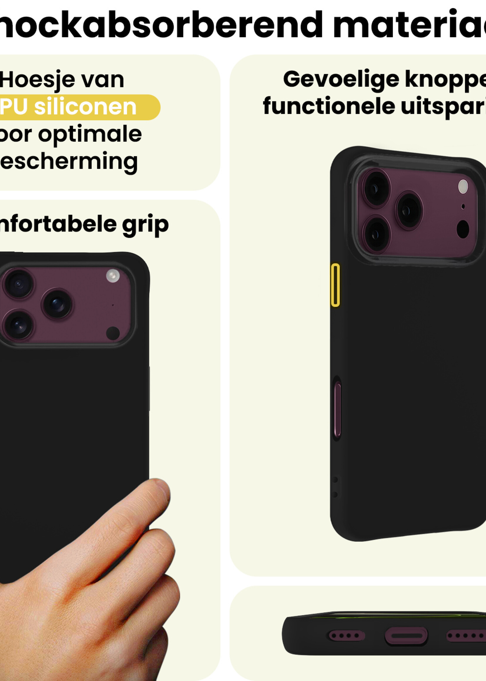 LUQ LUQ iPhone 18 Pro Max Hoesje Siliconen - Zwart
