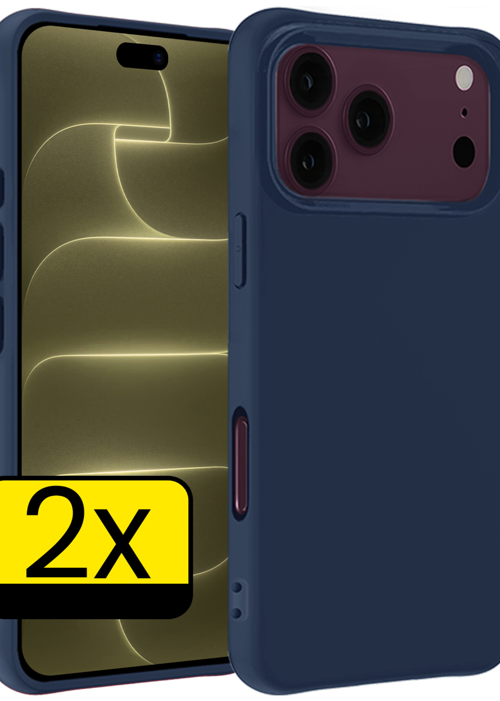 LUQ LUQ iPhone 18 Pro Max Hoesje Siliconen - Donkerblauw - 2 PACK