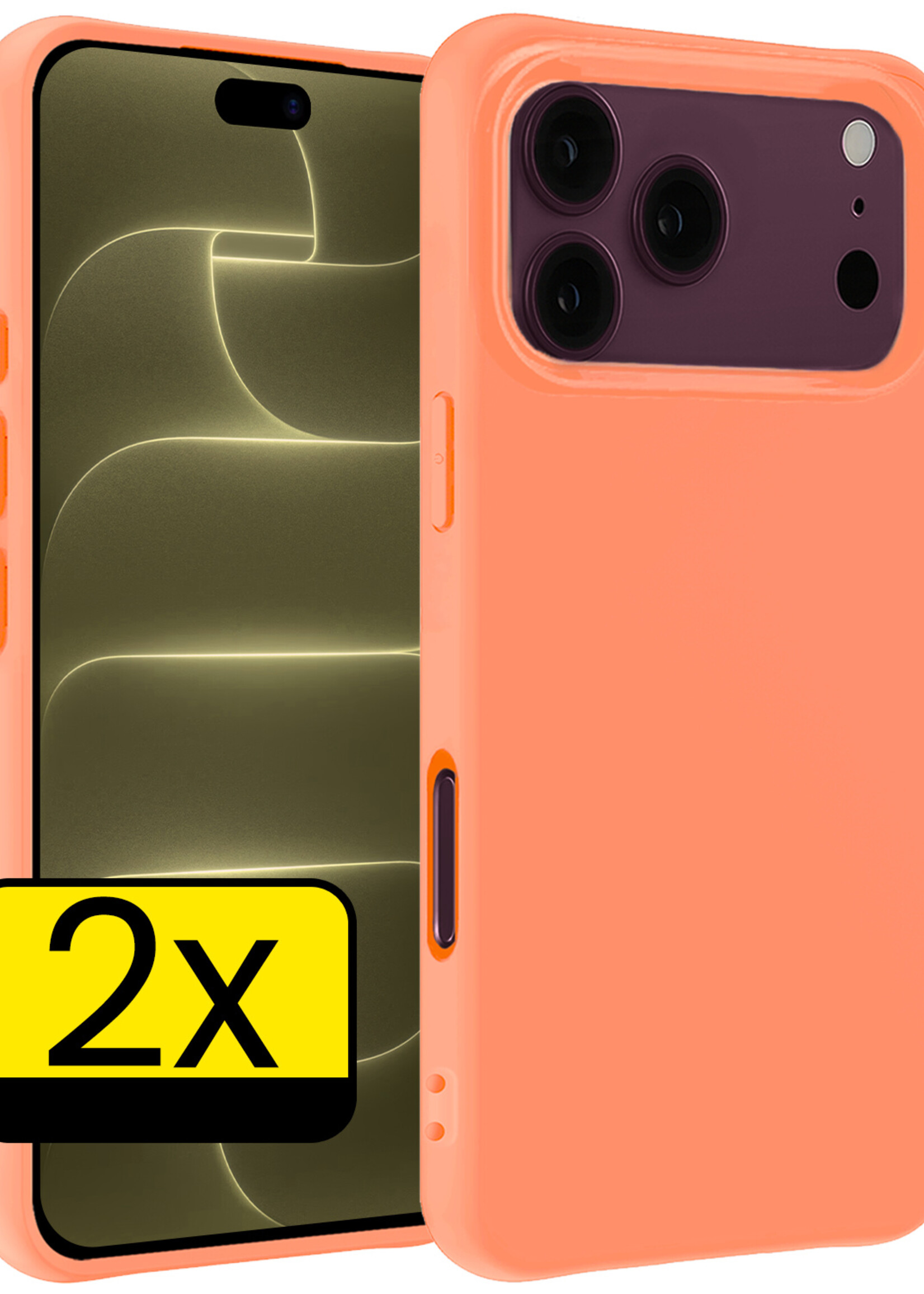 LUQ LUQ iPhone 18 Pro Max Hoesje Siliconen - Perzik - 2 PACK