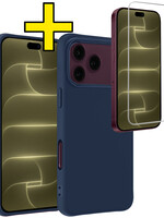 LUQ LUQ iPhone 18 Pro Max Hoesje Siliconen Met Screenprotector Met Dichte Notch - Donkerblauw