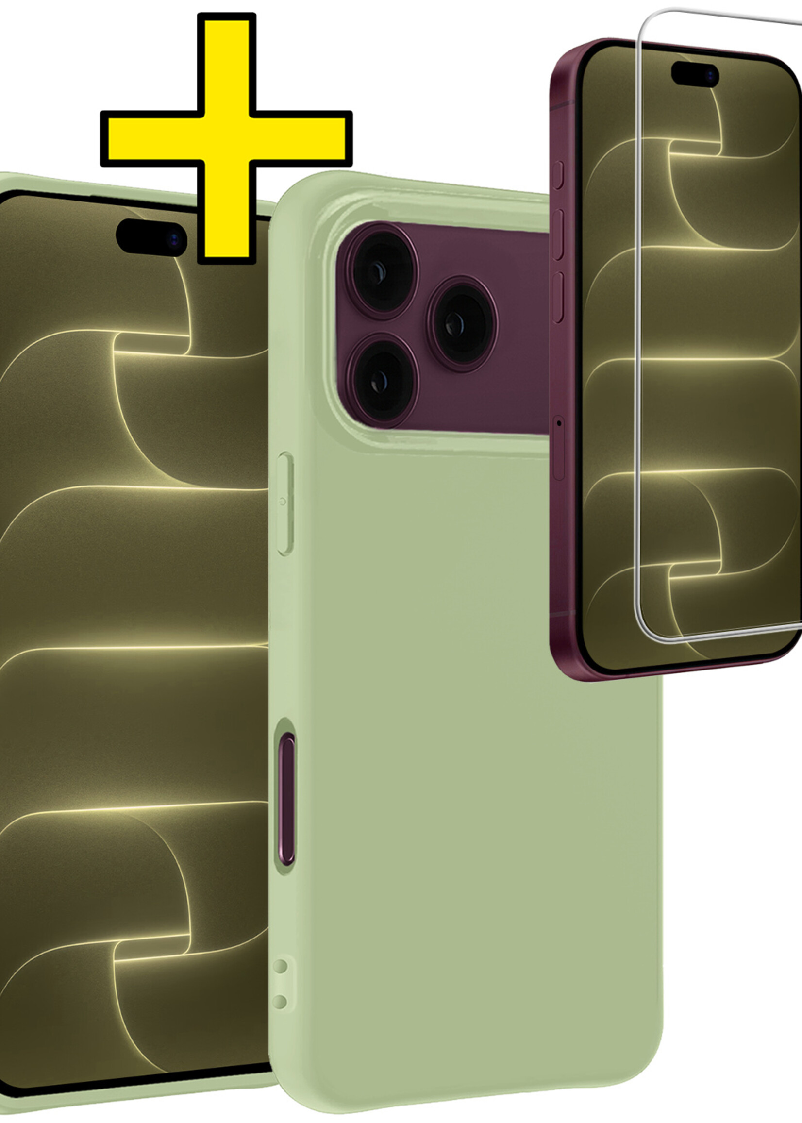 LUQ LUQ iPhone 18 Pro Max Hoesje Siliconen Met Screenprotector Met Dichte Notch - Groen
