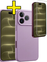 LUQ LUQ iPhone 18 Pro Max Hoesje Siliconen Met Screenprotector Met Dichte Notch - Lila