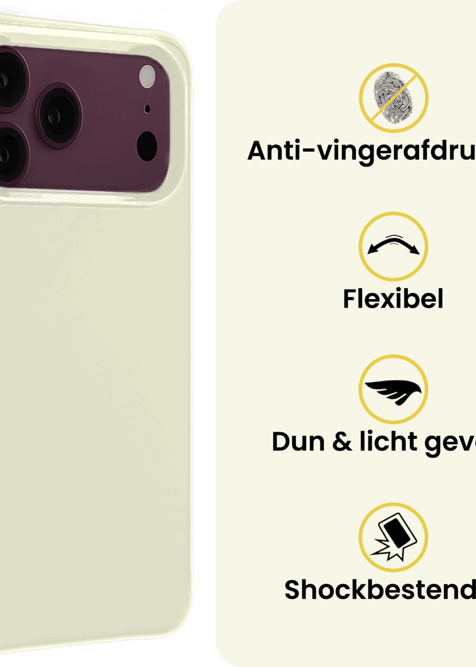 LUQ LUQ iPhone 18 Pro Max Hoesje Siliconen Met Screenprotector Met Dichte Notch - Wit