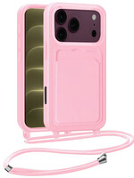 LUQ LUQ iPhone 18 Pro Hoesje Pashouder met Koord - Lichtroze