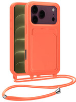 LUQ LUQ iPhone 18 Pro Hoesje Pashouder met Koord - Papaya