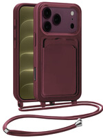 LUQ LUQ iPhone 18 Pro Max Hoesje Pashouder met Koord - Aubergine