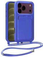 LUQ LUQ iPhone 18 Pro Max Hoesje Pashouder met Koord - Fel Blauw