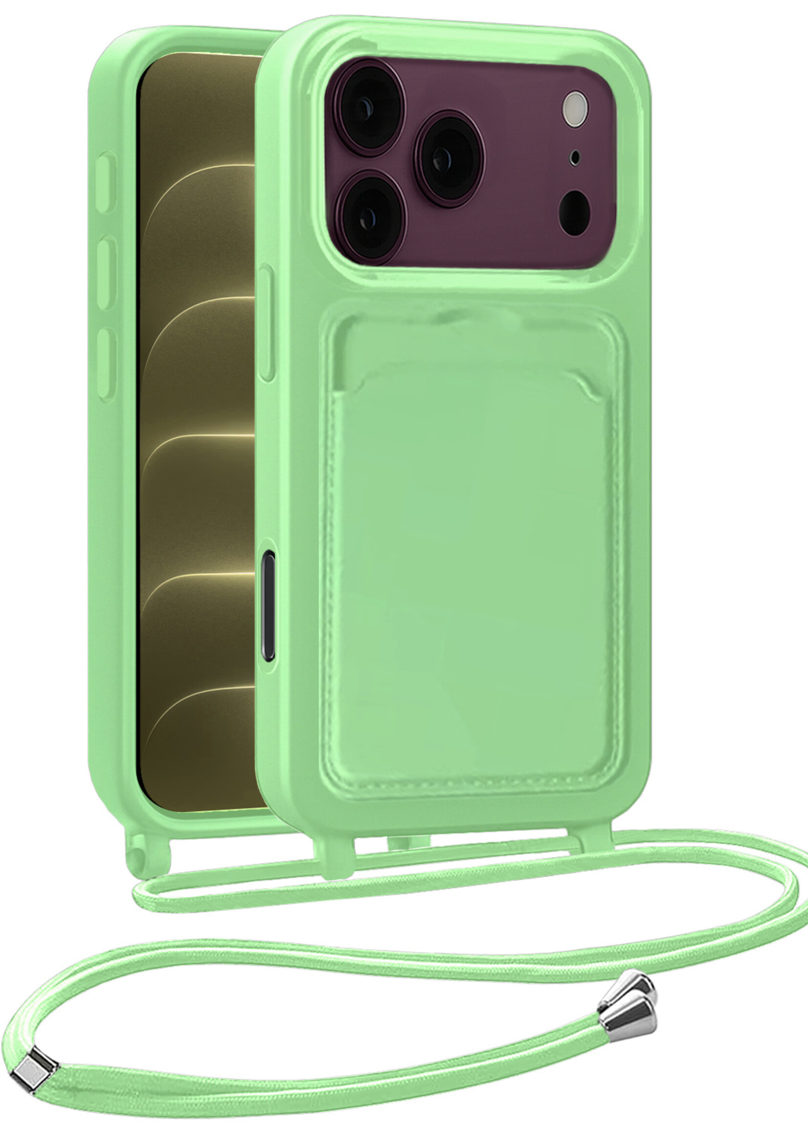 LUQ LUQ iPhone 18 Pro Max Hoesje Pashouder met Koord - Groen