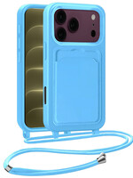 LUQ LUQ iPhone 18 Pro Max Hoesje Pashouder met Koord - Lichtblauw