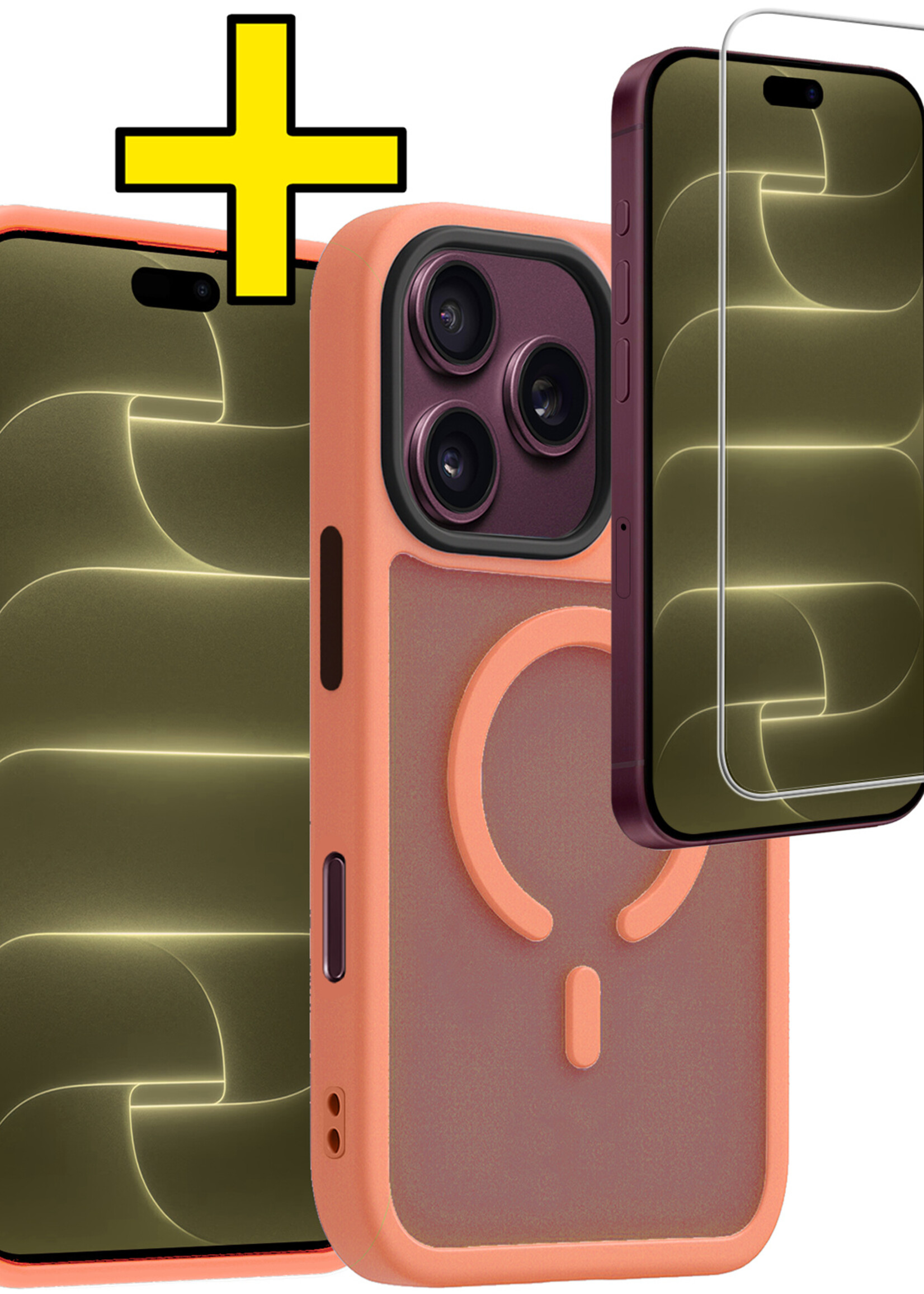 LUQ LUQ iPhone 18 Pro Max Magsafe Hoesje Perzik Met Screenprotector