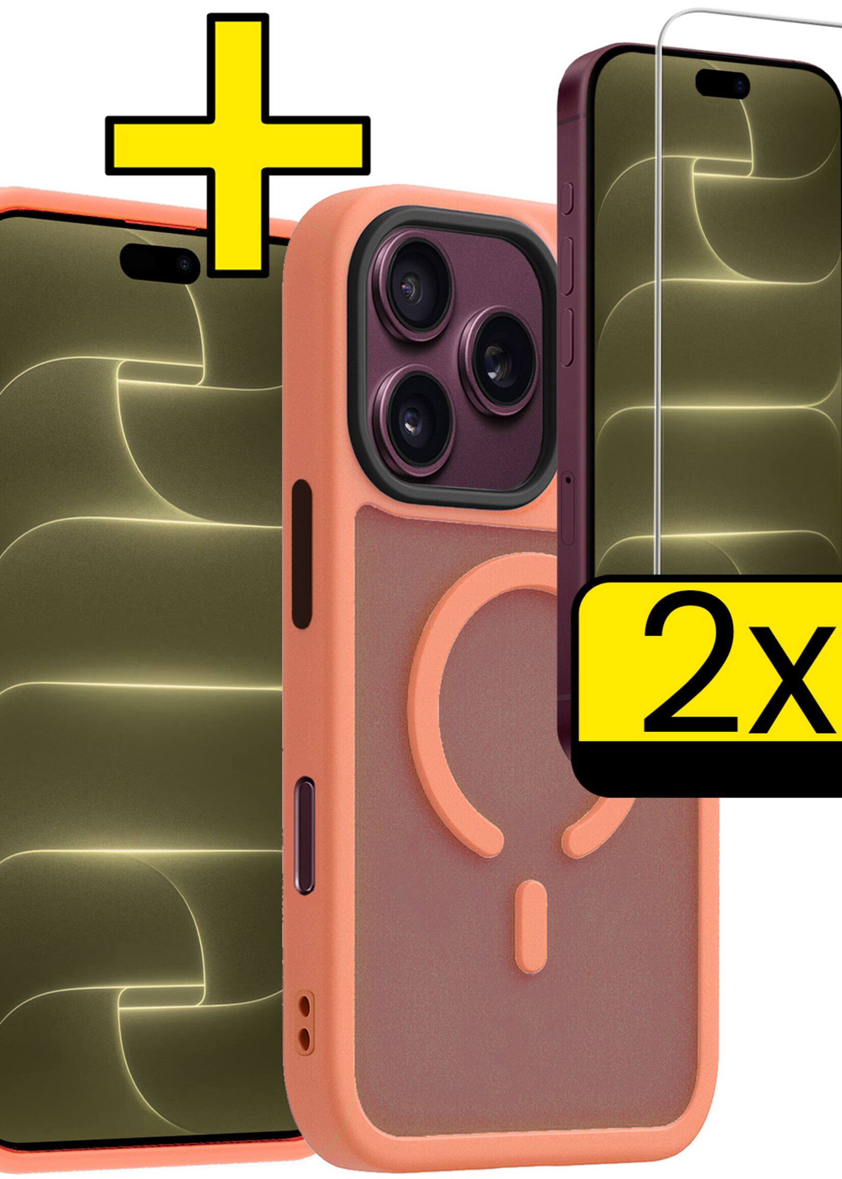 LUQ LUQ iPhone 18 Pro Max Magsafe Hoesje Perzik Met 2x Screenprotector