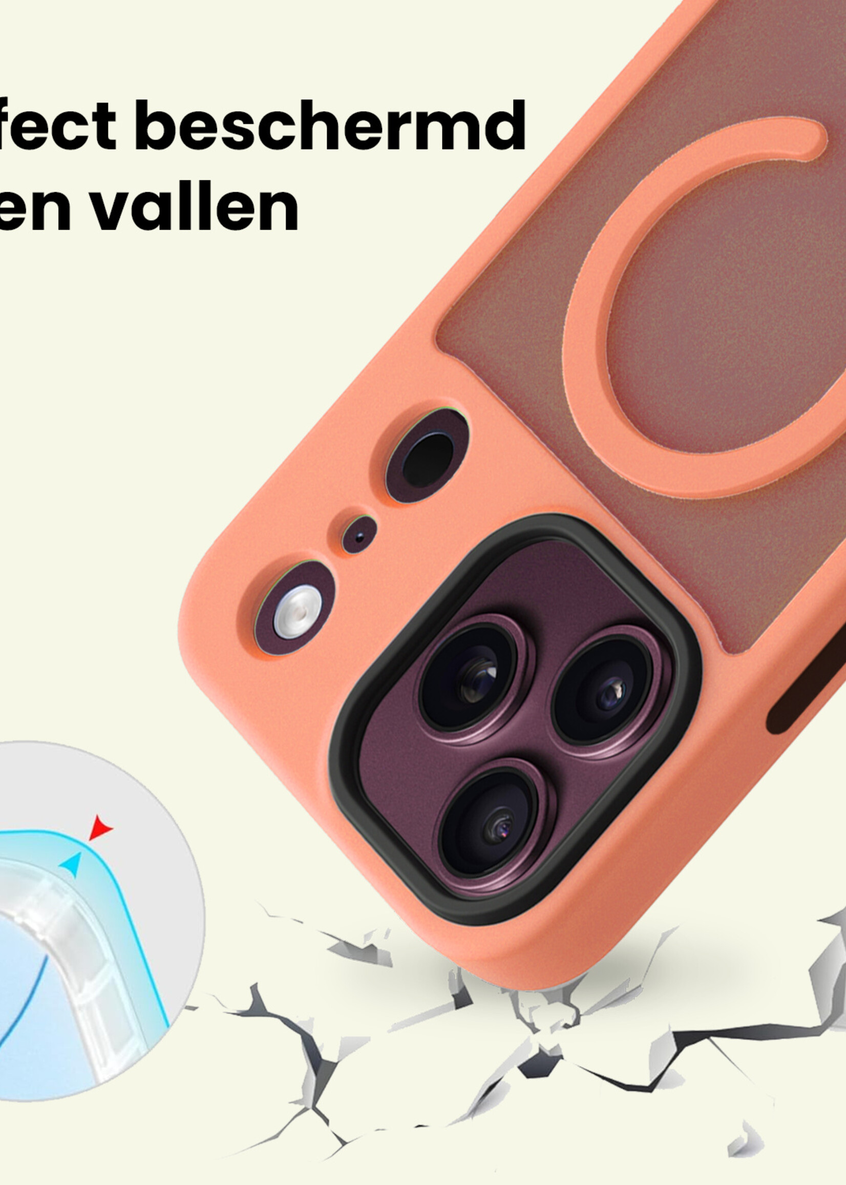 LUQ LUQ iPhone 18 Pro Max Magsafe Hoesje Perzik Met 2x Screenprotector