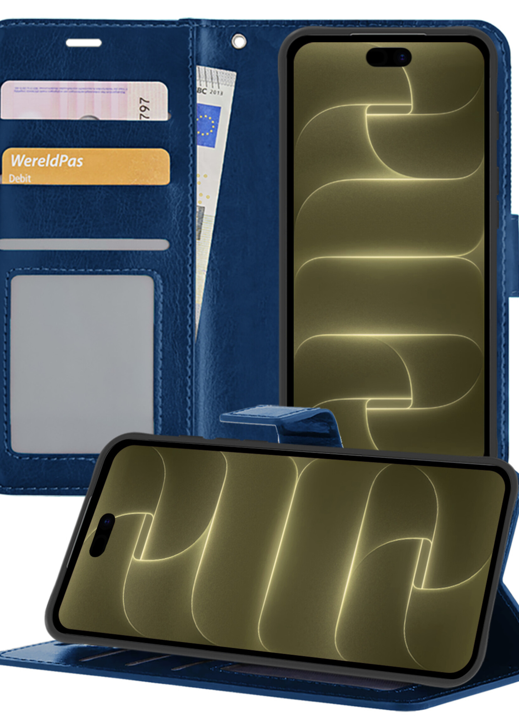 LUQ LUQ iPhone 18 Pro Hoesje Bookcase - Donkerblauw