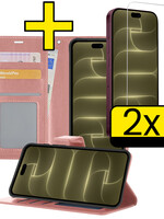 LUQ LUQ iPhone 18 Pro Hoesje Bookcase Met 2x Screenprotector - Rose Goud