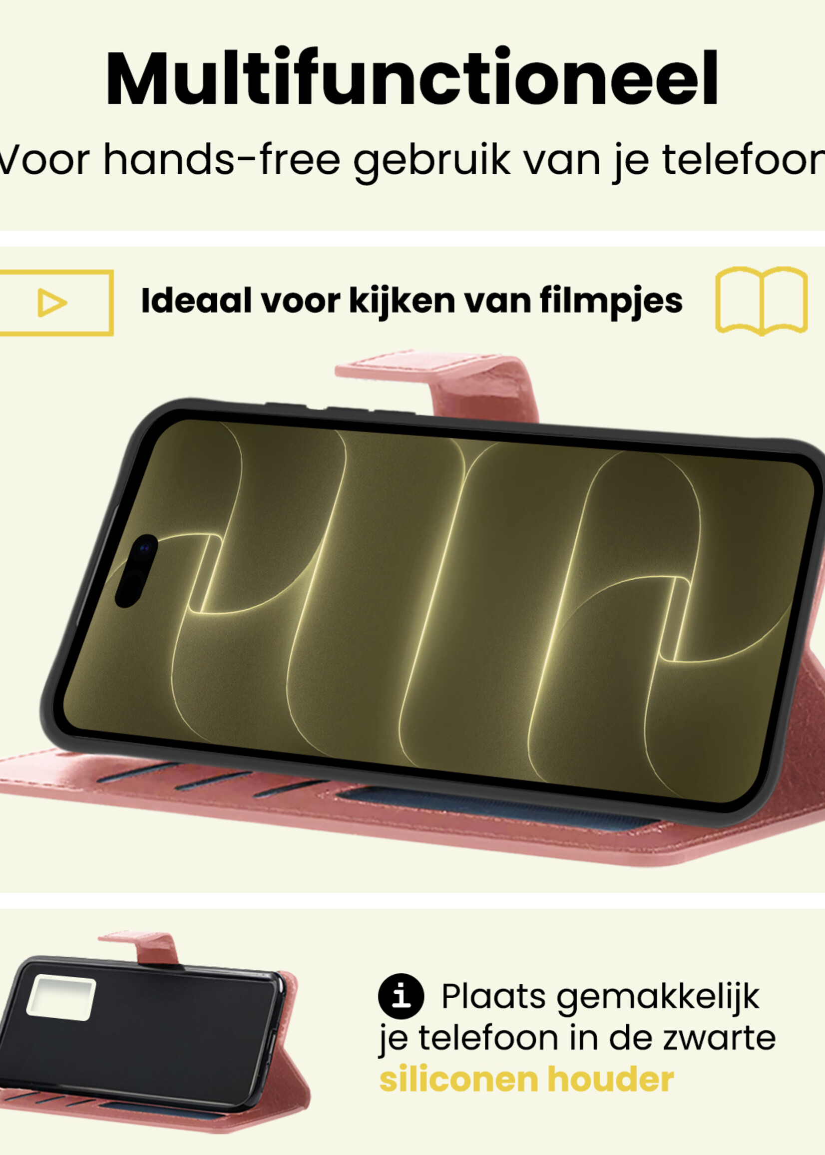 LUQ LUQ iPhone 18 Pro Max Hoesje Bookcase - Rose Goud