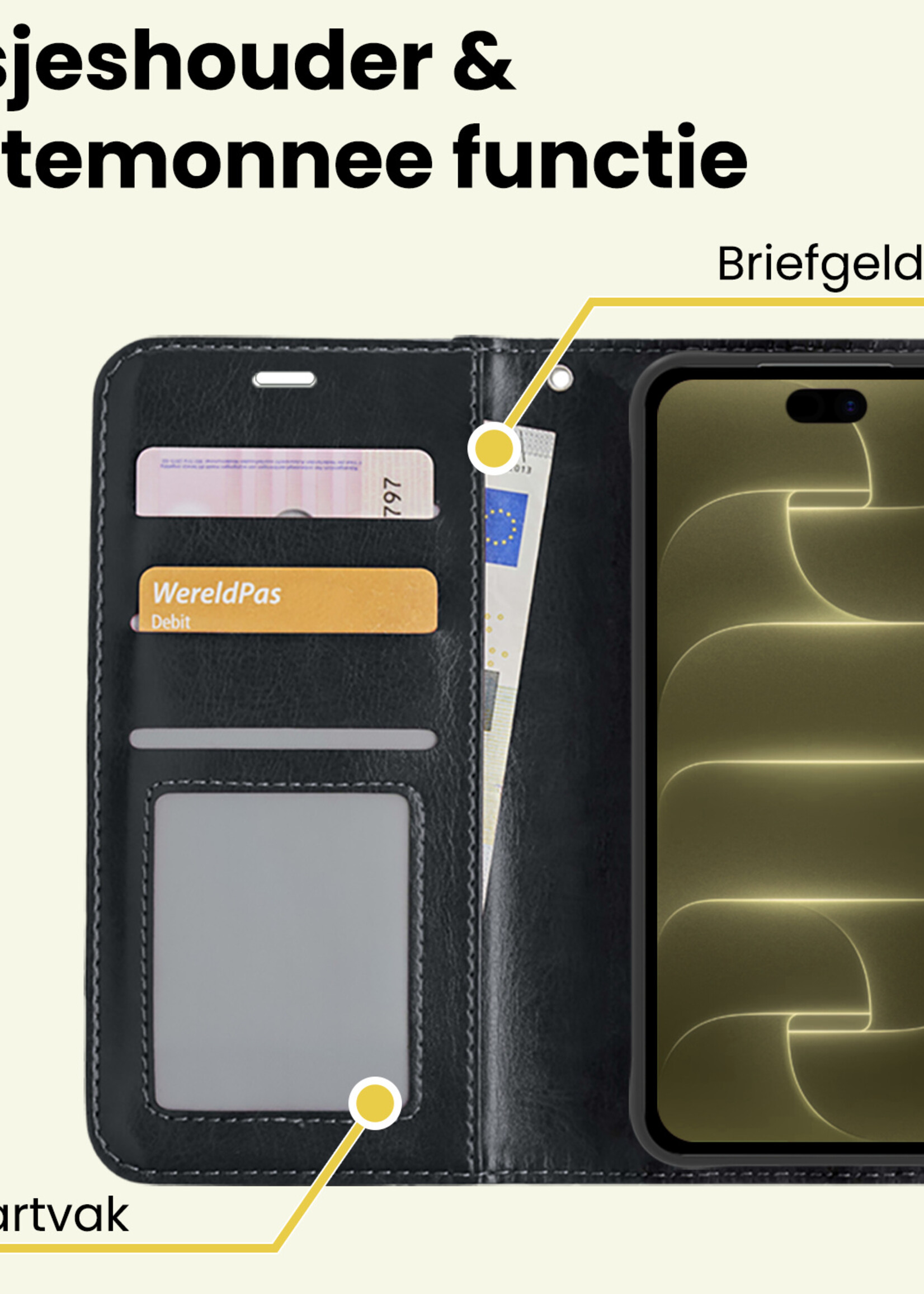 LUQ LUQ iPhone 18 Pro Max Hoesje Bookcase - Zwart