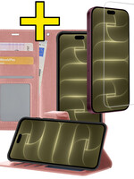 LUQ LUQ iPhone 18 Pro Max Hoesje Bookcase Met Screenprotector - Rose Goud