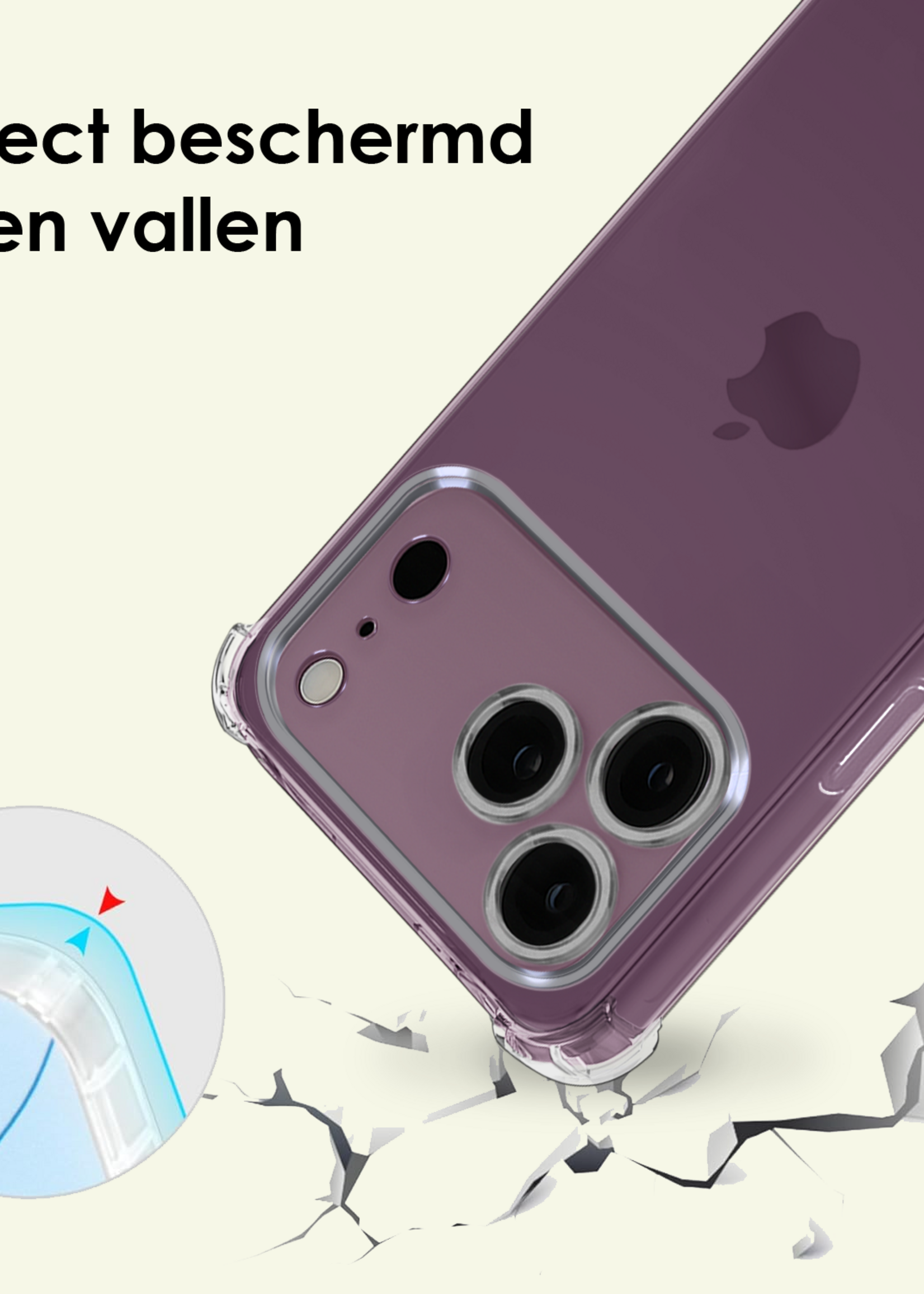 LUQ LUQ iPhone 18 Pro Max Hoesje Transparant Shockproof Met Zwart Koord