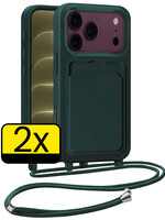 LUQ LUQ iPhone 18 Pro Max Hoesje Pashouder met Koord - Donkergroen - 2 PACK