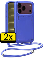 LUQ LUQ iPhone 18 Pro Max Hoesje Pashouder met Koord - Fel Blauw - 2 PACK
