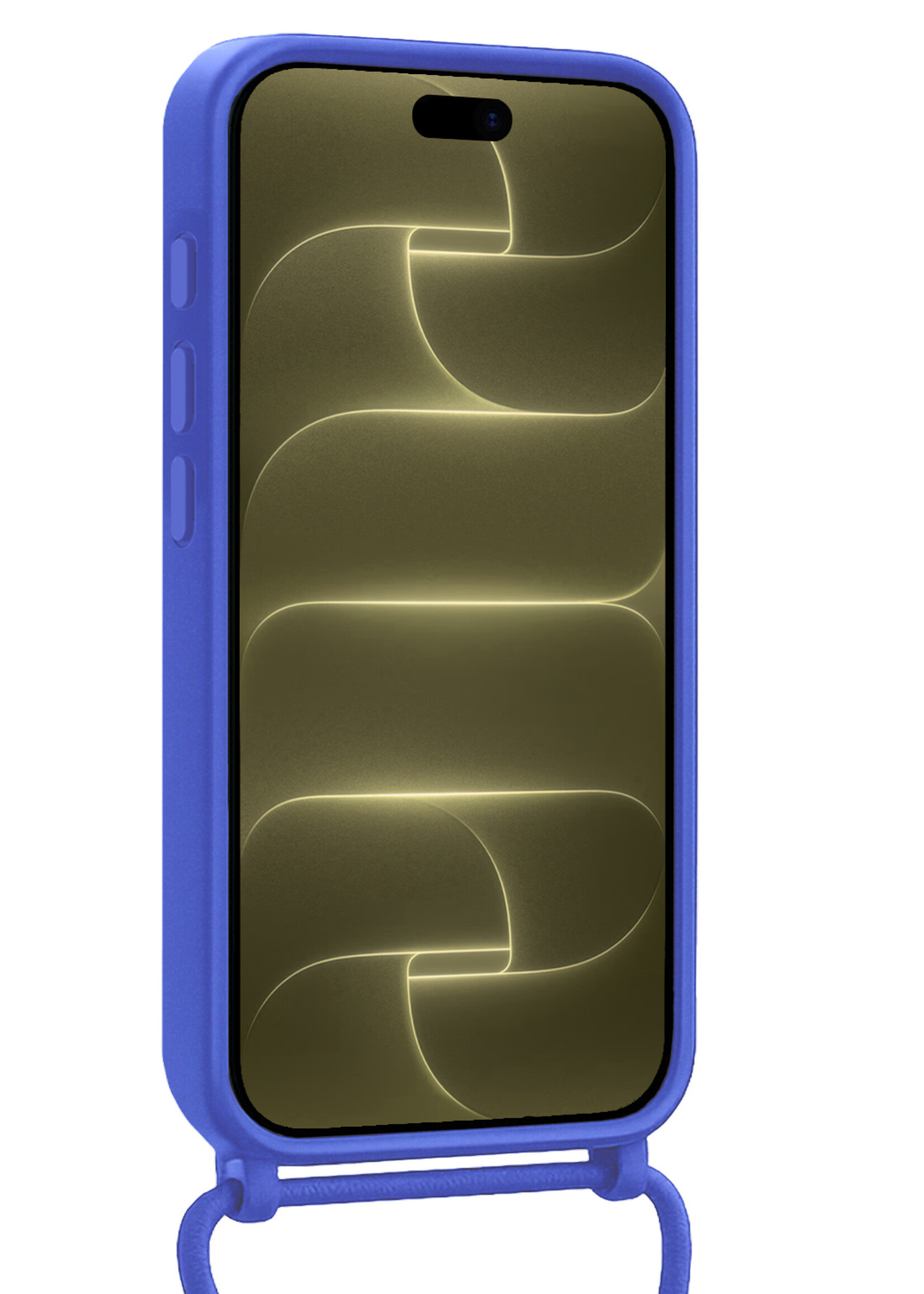 LUQ LUQ iPhone 18 Pro Max Hoesje Pashouder met Koord Met 2x Screenprotector - Fel Blauw
