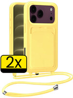 LUQ LUQ iPhone 18 Pro Max Hoesje Pashouder met Koord - Geel - 2 PACK