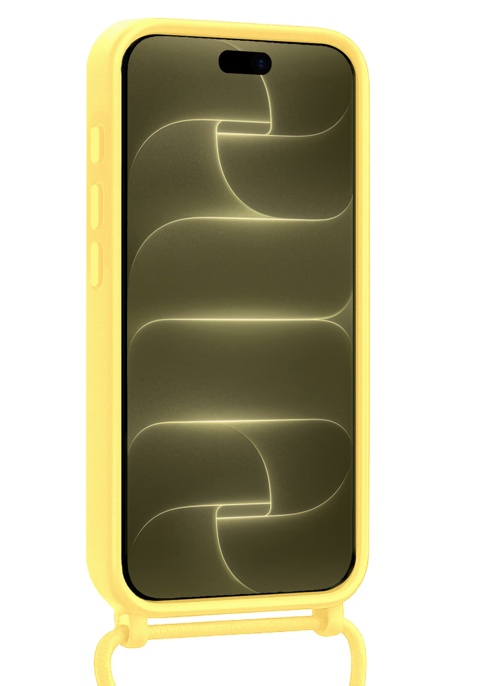 LUQ LUQ iPhone 18 Pro Max Hoesje Pashouder met Koord Met 2x Screenprotector - Geel