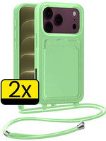LUQ LUQ iPhone 18 Pro Max Hoesje Pashouder met Koord - Groen - 2 PACK
