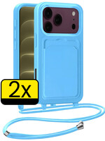 LUQ LUQ iPhone 18 Pro Max Hoesje Pashouder met Koord - Lichtblauw - 2 PACK
