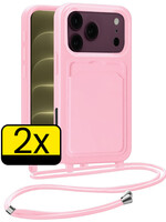 LUQ LUQ iPhone 18 Pro Max Hoesje Pashouder met Koord - Lichtroze - 2 PACK