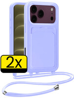 LUQ LUQ iPhone 18 Pro Max Hoesje Pashouder met Koord - Lila - 2 PACK
