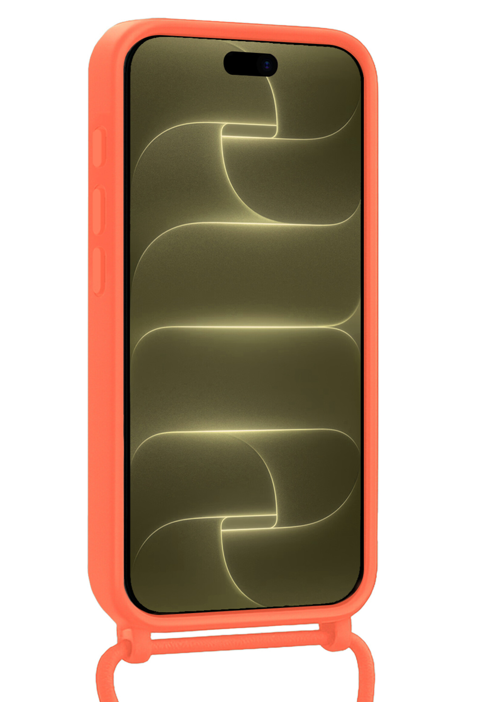 LUQ LUQ iPhone 18 Pro Max Hoesje Pashouder met Koord Met 2x Screenprotector - Papaya