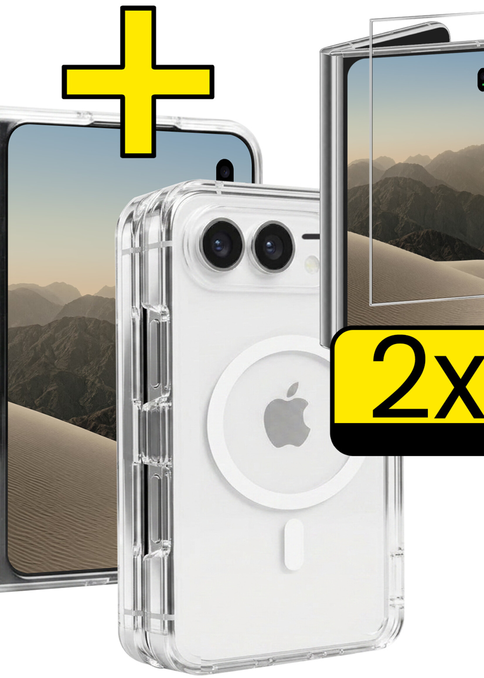 LUQ LUQ iPhone Duo Magsafe Hoesje Transparant Met 2x Screenprotector