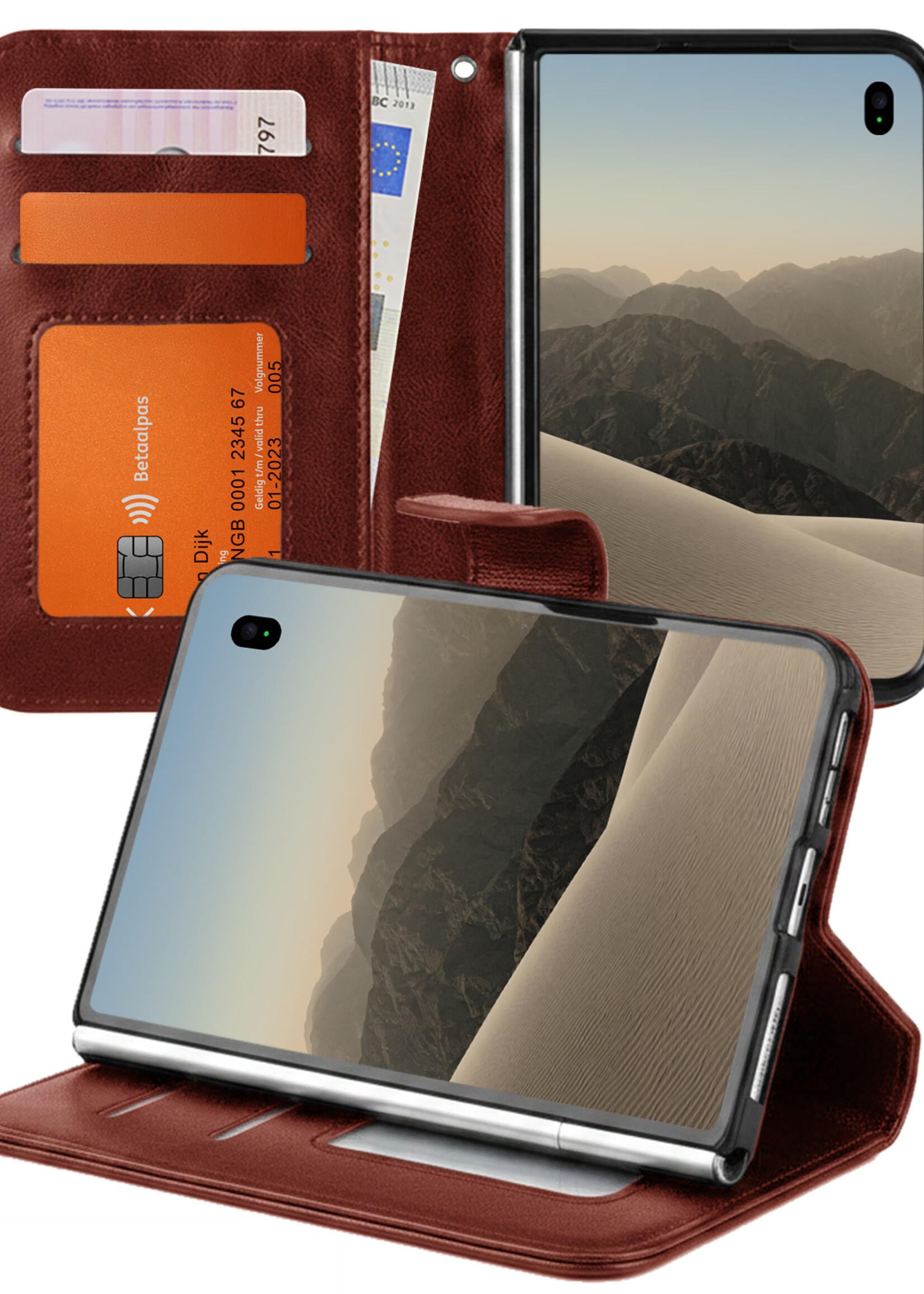 LUQ LUQ iPhone Duo Hoesje Bookcase - Bruin