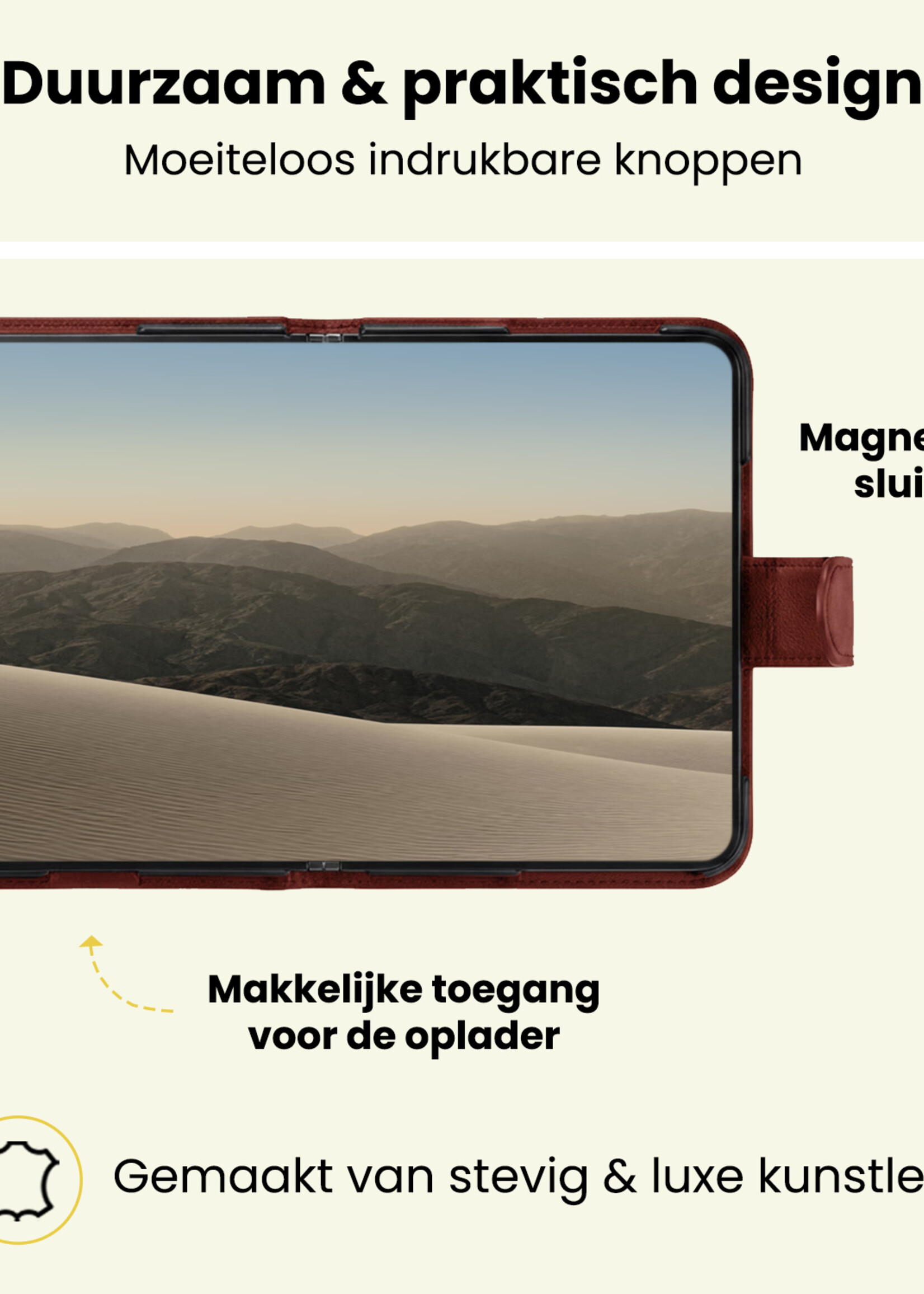 LUQ LUQ iPhone Duo Hoesje Bookcase - Bruin