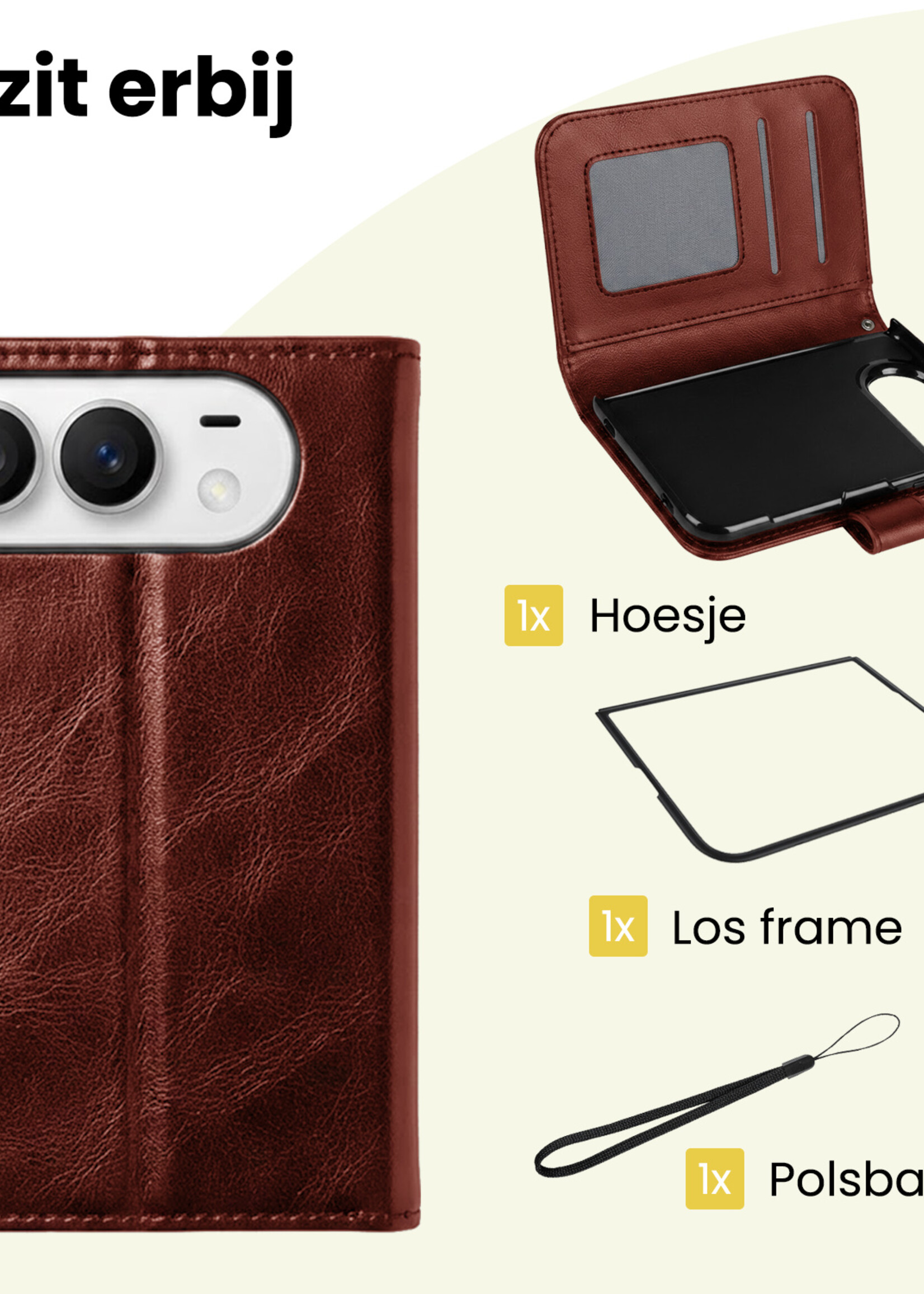 LUQ LUQ iPhone Duo Hoesje Bookcase - Bruin