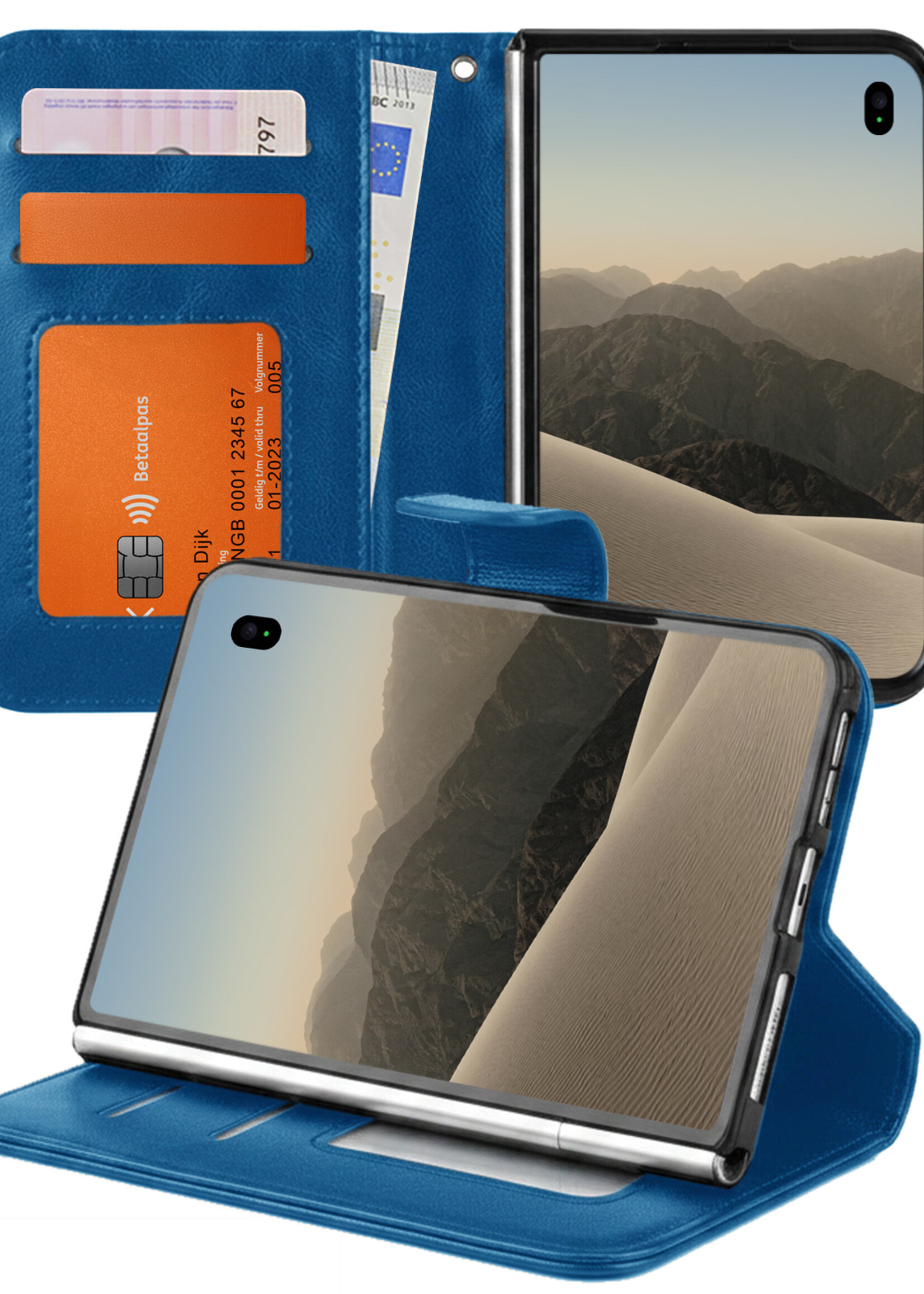 LUQ LUQ iPhone Duo Hoesje Bookcase - Donkerblauw