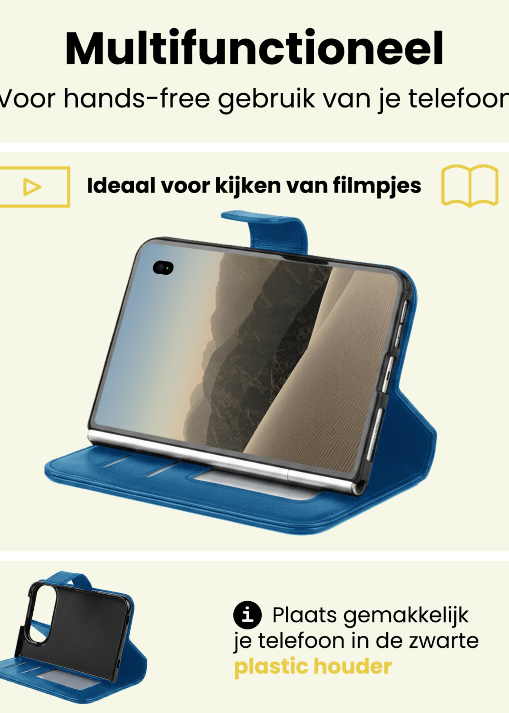 LUQ LUQ iPhone Duo Hoesje Bookcase - Donkerblauw