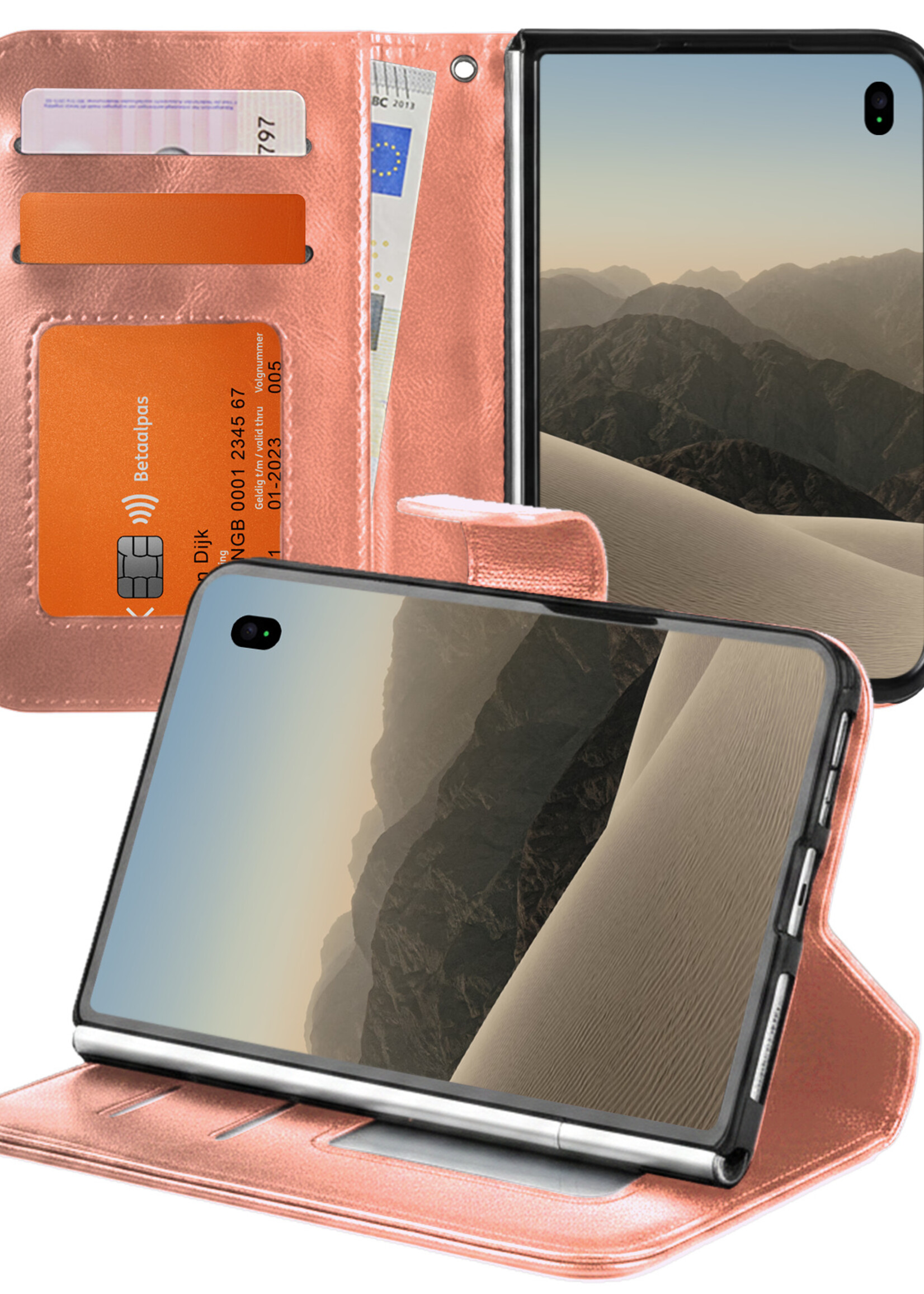 LUQ LUQ iPhone Duo Hoesje Bookcase - Rose Goud