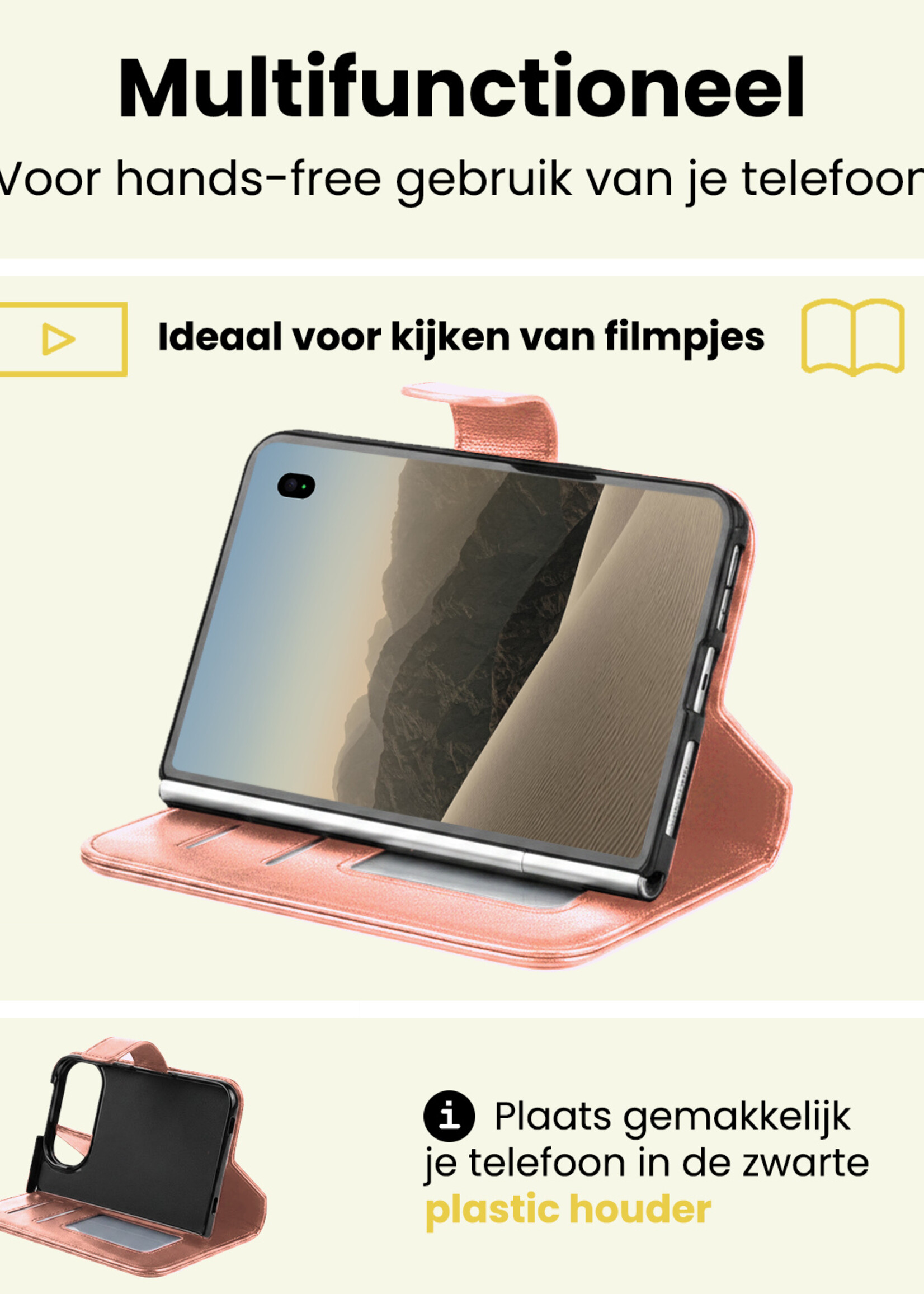 LUQ LUQ iPhone Duo Hoesje Bookcase - Rose Goud