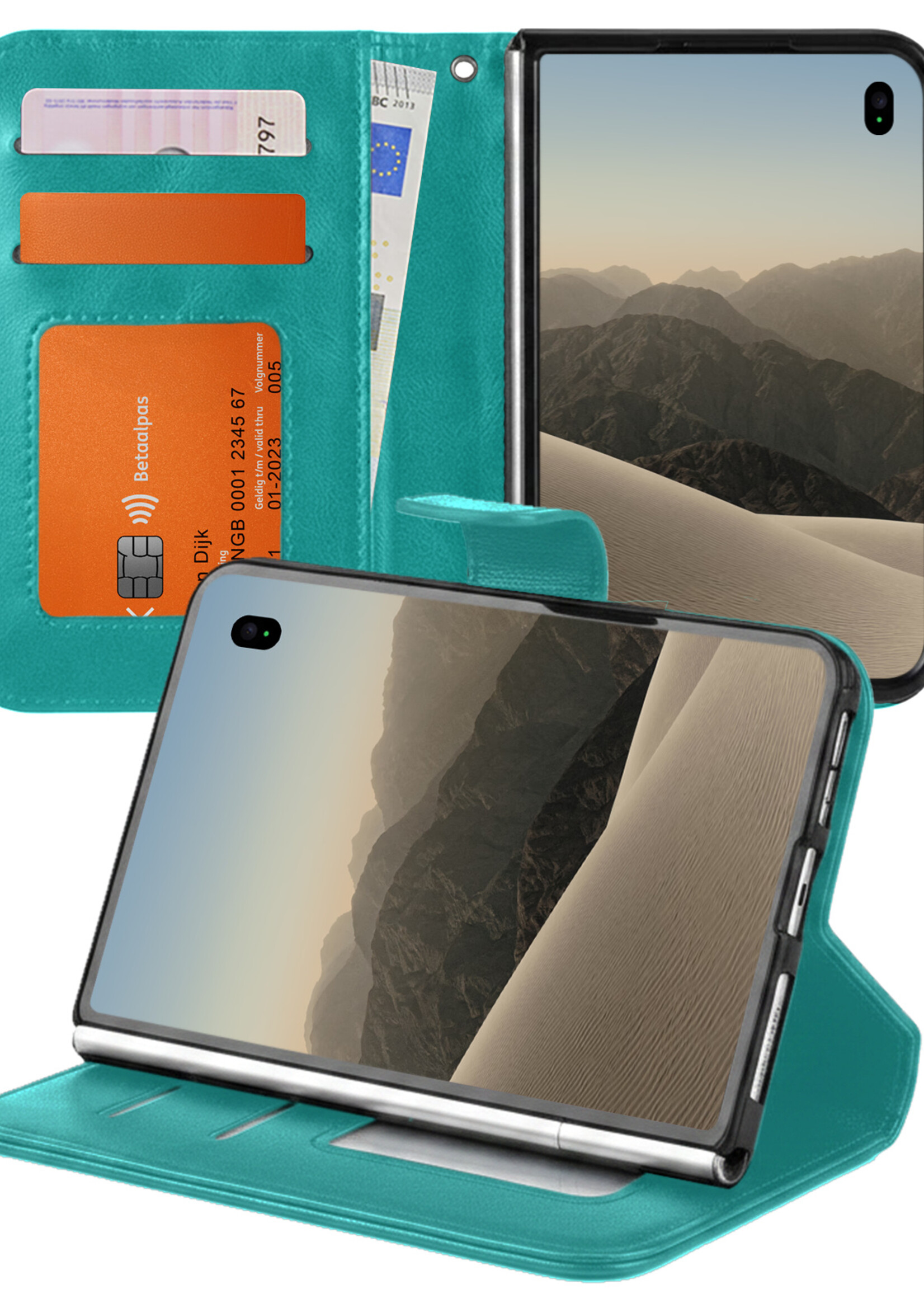 LUQ LUQ iPhone Duo Hoesje Bookcase - Turquoise