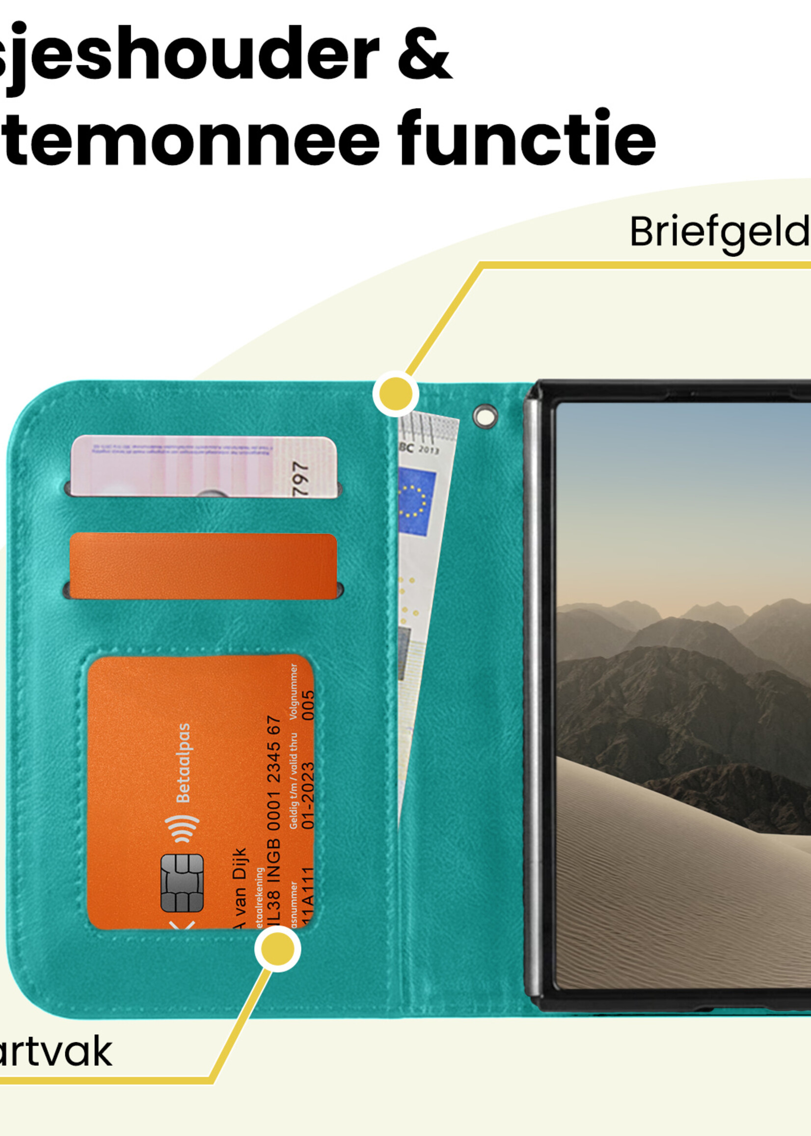 LUQ LUQ iPhone Duo Hoesje Bookcase - Turquoise
