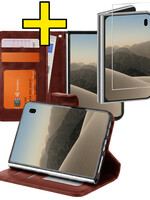 LUQ LUQ iPhone Duo Hoesje Bookcase Met Screenprotector - Bruin