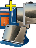 LUQ LUQ iPhone Duo Hoesje Bookcase Met Screenprotector - Donkerblauw