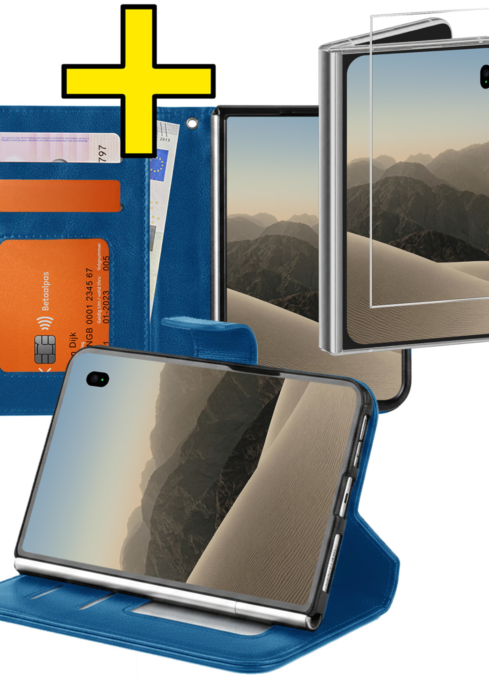 LUQ LUQ iPhone Duo Hoesje Bookcase Met Screenprotector - Donkerblauw